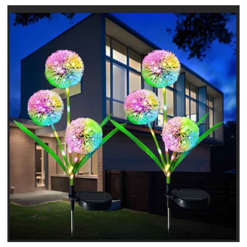 Zewnętrzne lampy solarne dmuchawce, zestaw 2 sztuki - Zmieniające kolor diody LED - Wodoszczelność IP65 - Dekoracja balkonu, tarasu, ogrodu