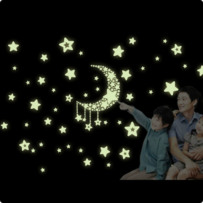27 étoiles Phosphorescentes Autocollantes Pour Plafond - Tailles 4,6,13 Cm, Brillent Dans Le Noir, Amovibles - 4
