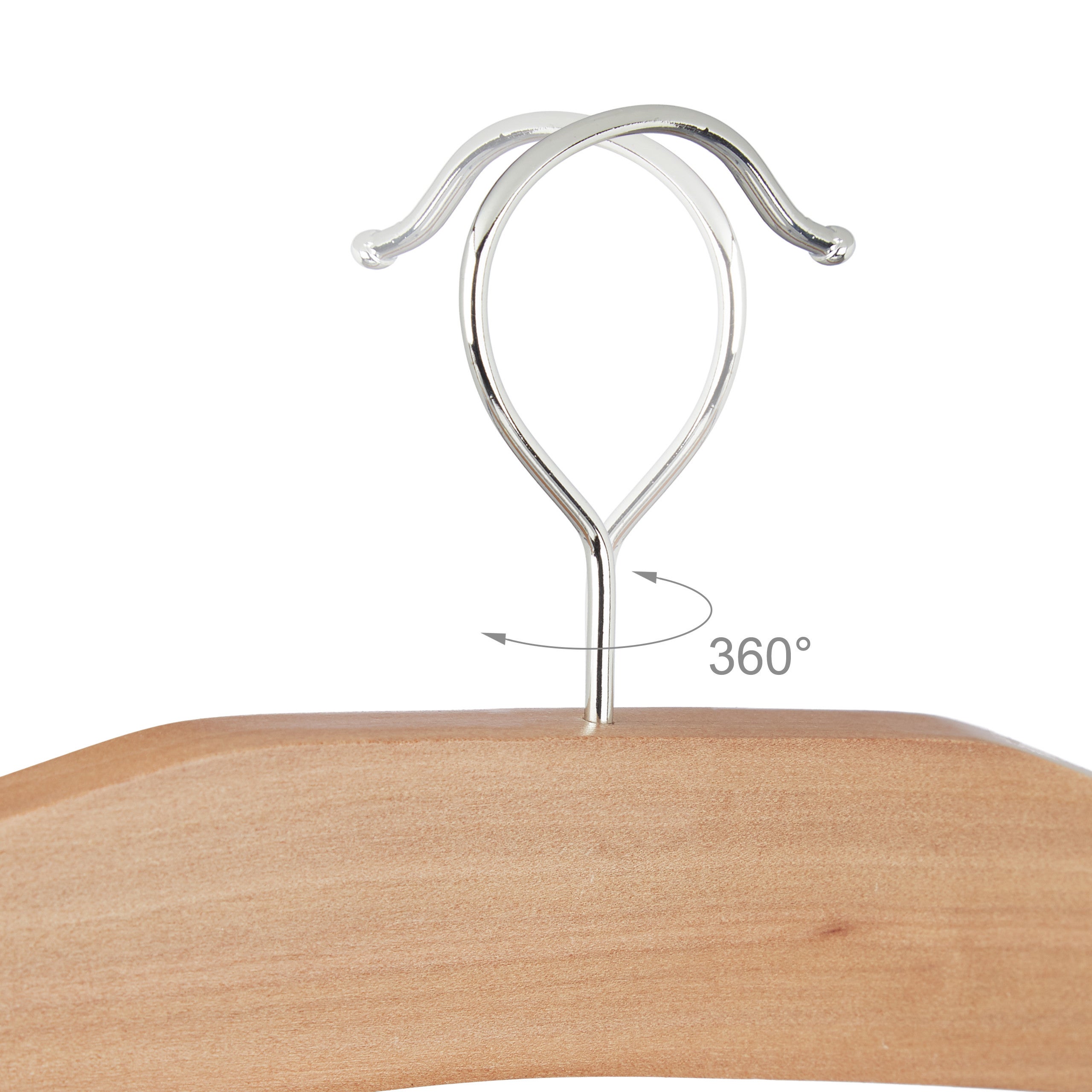 Cintre multiple bois crochet 360° pantalons lot de 3 antidérapant HxlxP: 45,5 x 39 x 2,5 cm, argenté nature, Relaxdays - 7