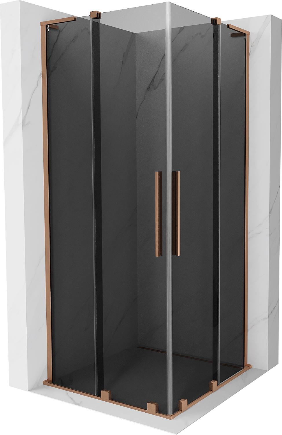Mexen Velar L Duo kabina prysznicowa rozsuwana 90 x 90 cm, grafit, miedź szczotkowana - 871-090-090-02-43-65
