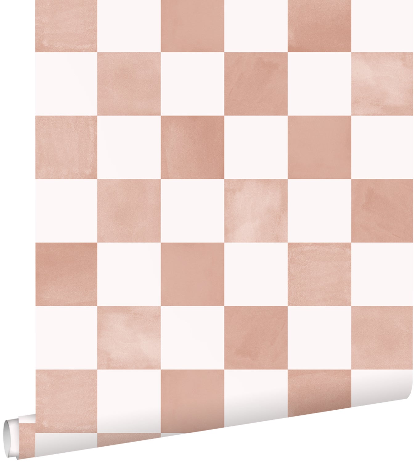 Tapeta motyw kratki brązowymIbiałym - 50 x 900 cm - ESTAHOME