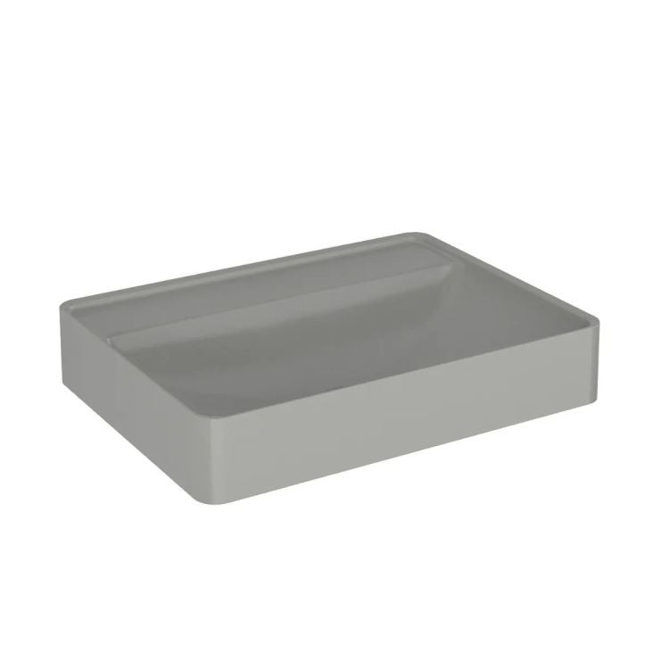 Umywalka wpuszczana VIBE 60 cm beton mat kwarcowa bez otworu