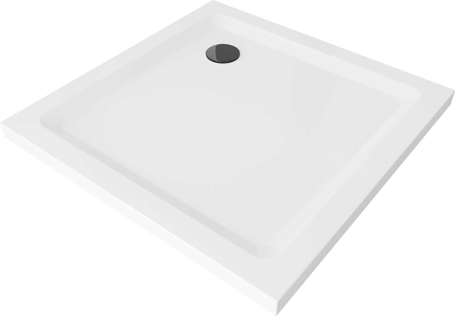 Mexen Flat brodzik kwadratowy slim 90 x 90 cm, biały, syfon czarny - 40109090B