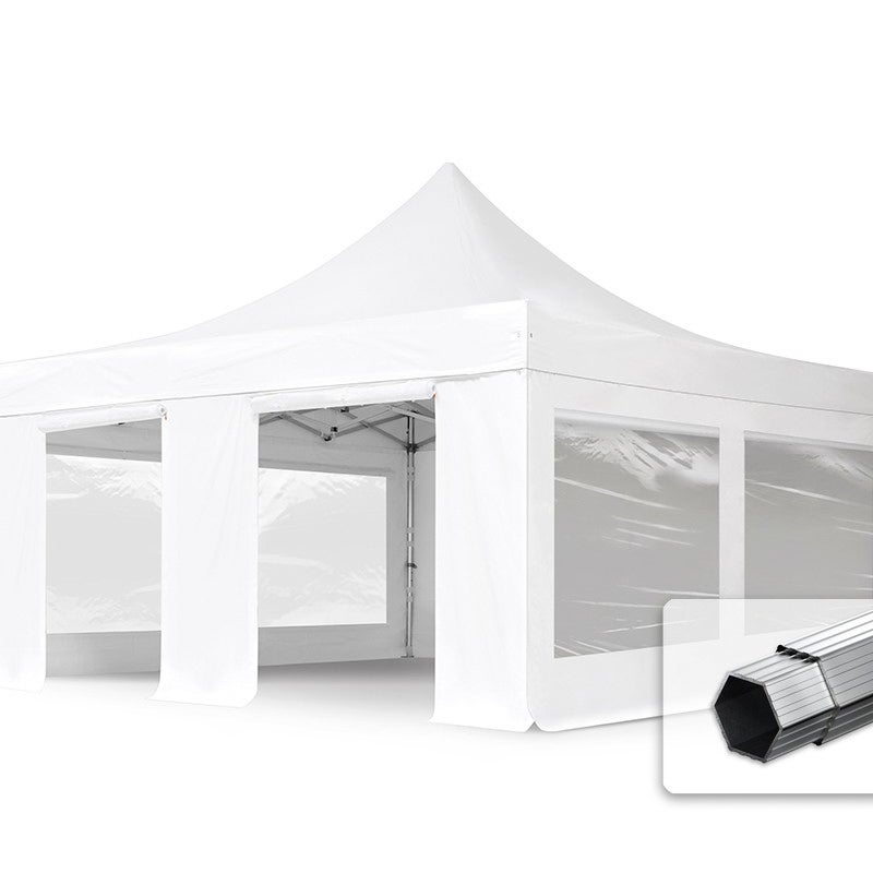 5x5 m Namiot Ekspresowy PROFESSIONAL Alu 50 mm, trudnopalny, ze ścianami bocznymi, okna panoramiczne , biały
