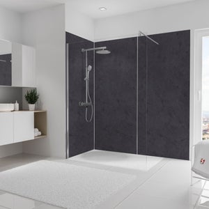 Schulte pack de 3 panneaux muraux 100x210 cm + 5 profilés, revêtement pour douche et salle de bains, placement facile, DécoDesign DÉCOR, ardoise