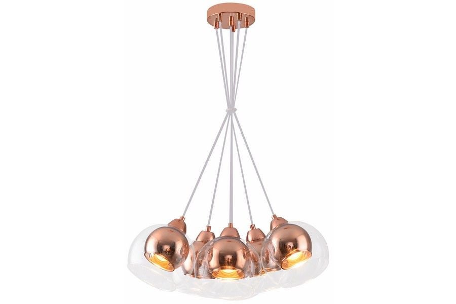 Lampa wisząca Clara różowe złoto 6xE27x40W wym: 100 x 45 x 45 cm szkło Reality