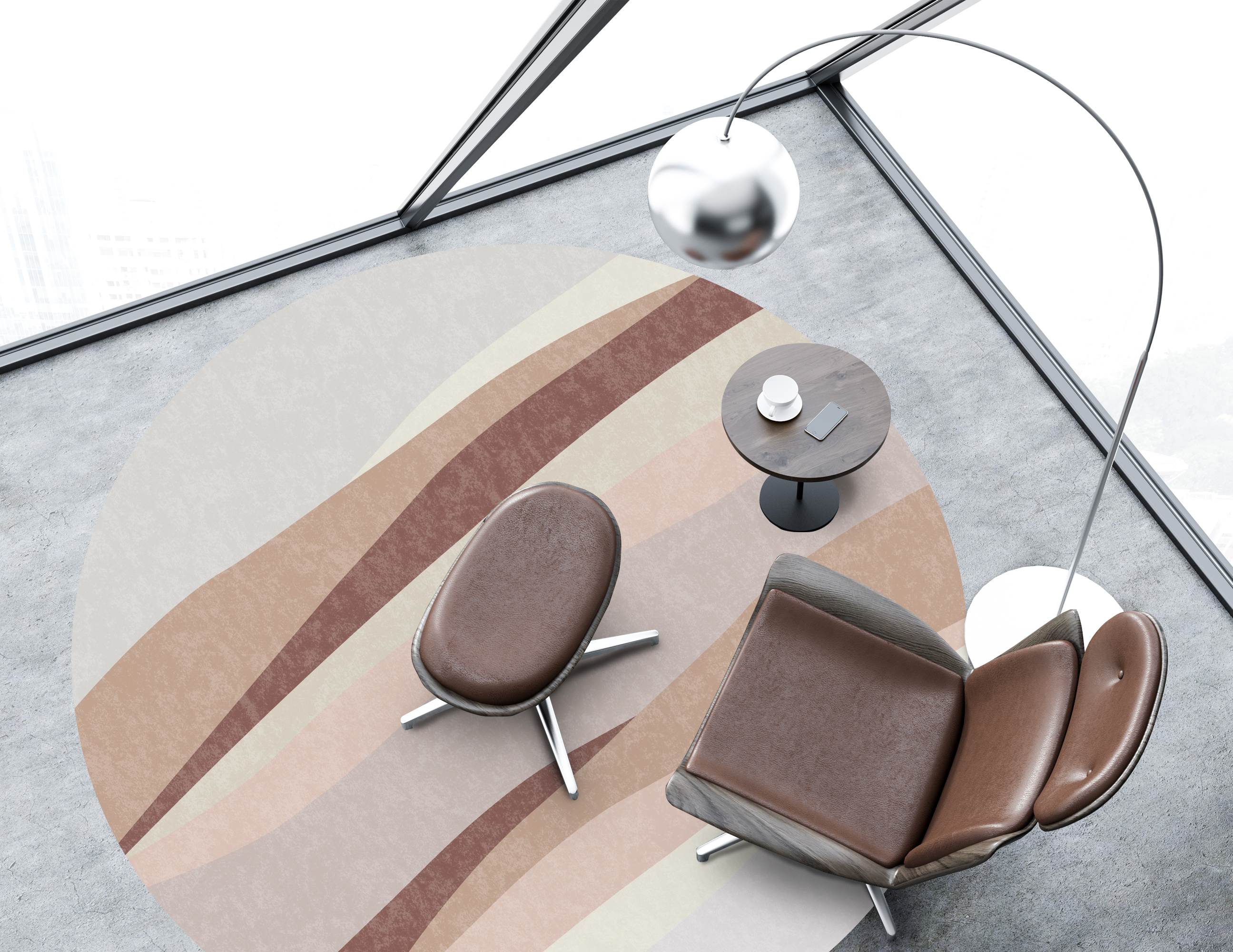 Alfombra de vinilo, kamikochi [diam] 150 cm - pvc antideslizante, lisa impresa, vinilica para cocina o salón, lavable