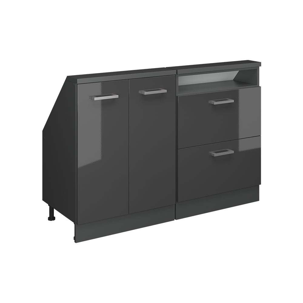 Vicco Szafka kuchenna na dach skośny R-Line, Antracyt wysoki połysk, 120 cm Zestaw 2 sztuk