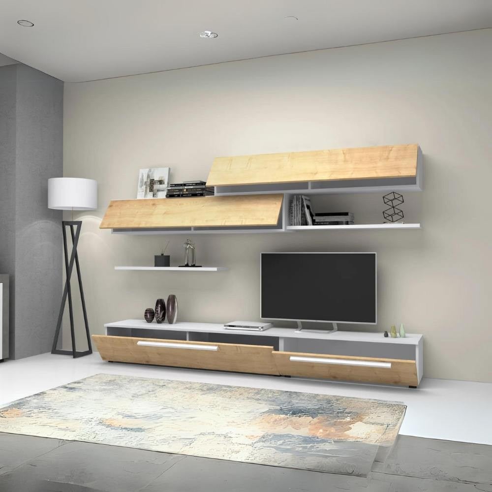 Parete attrezzata Kombat 260 colore rovere bianco - 2