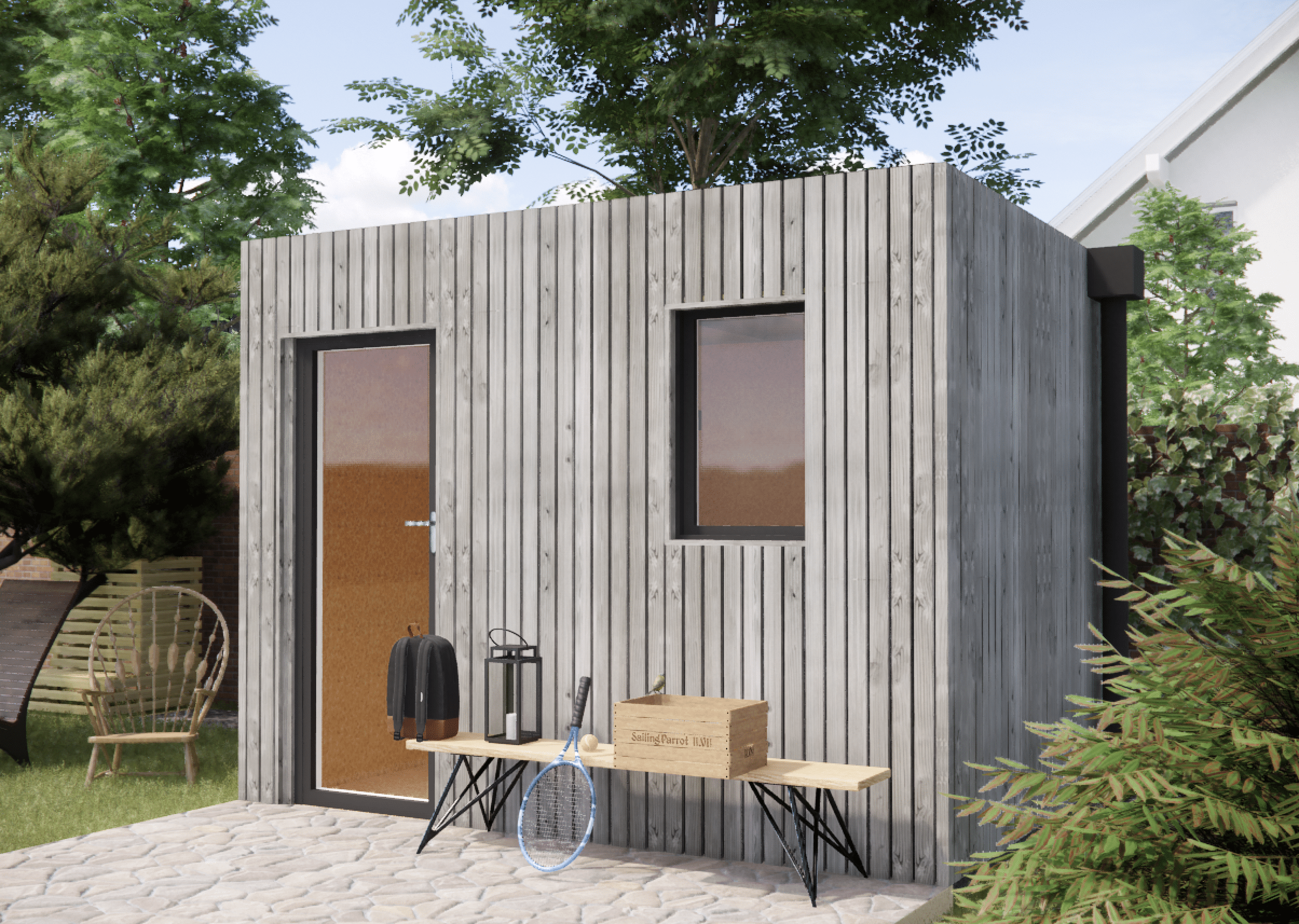 Annexe de jardin sans permis en bois 3,3 x 2,4 x 2,7 m / menuiseries alu k-line - 6