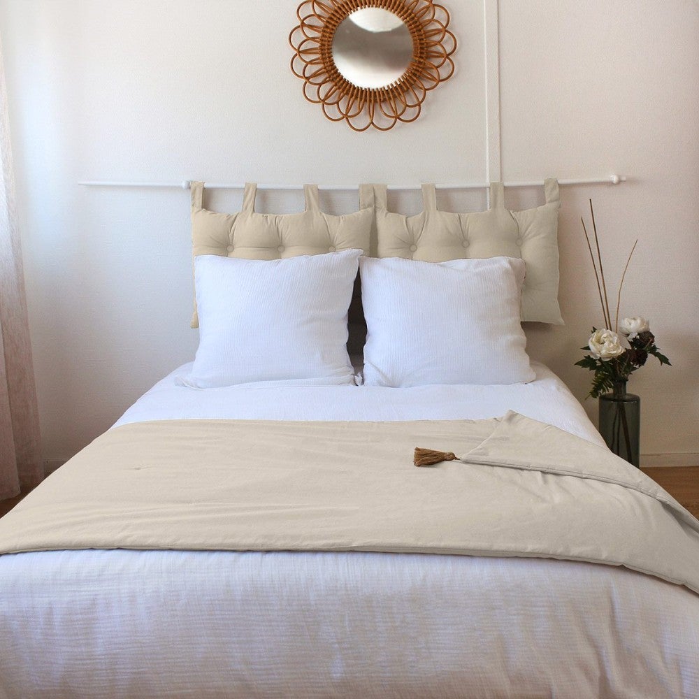 Edredon à Pompons matelassé 90 x 190 cm Ecru - 90x190cm - Ecru - 4