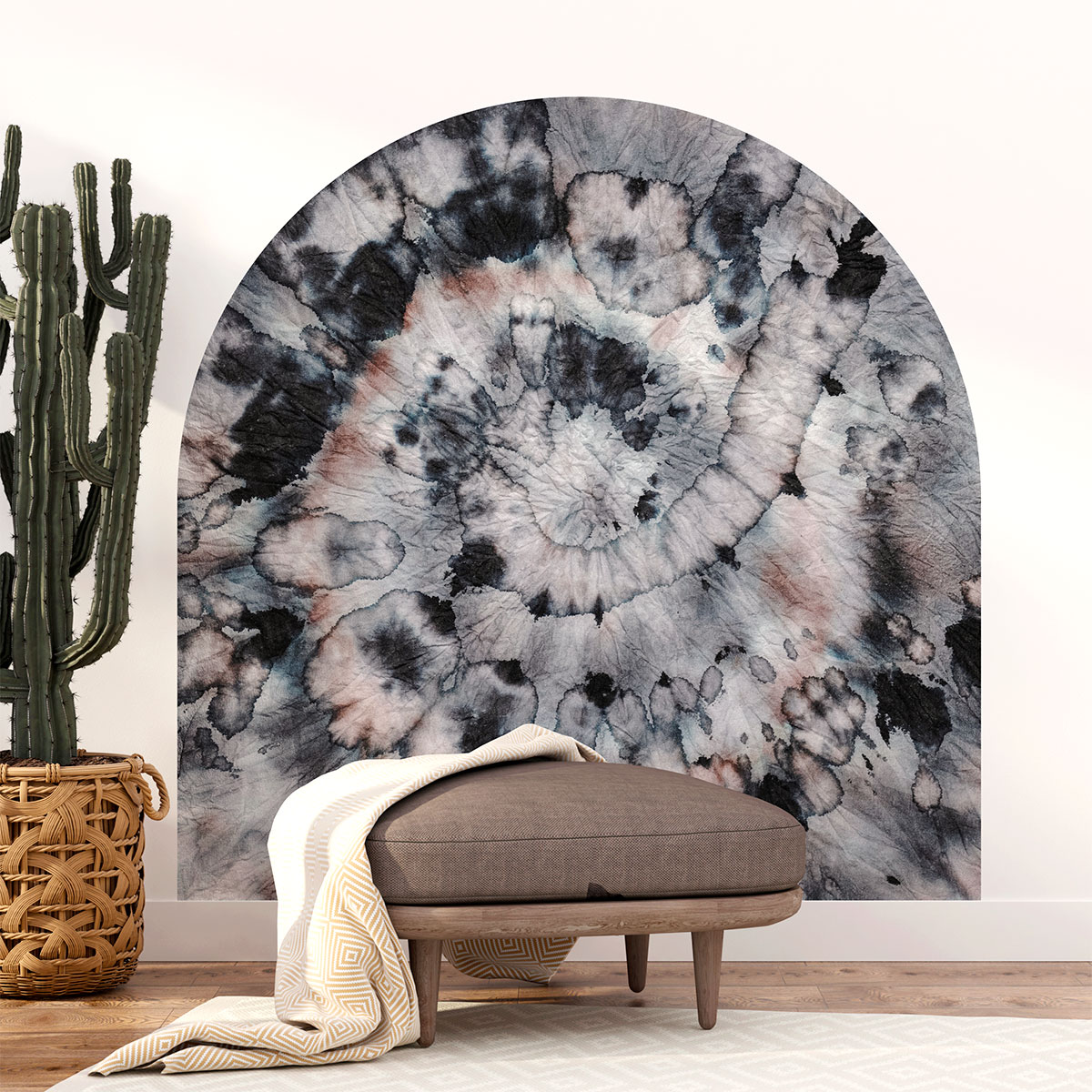 Papel pintado prepegado arco de tinte abstracto oscuro - adhesivo de pared - revestimiento sticker mural decorativo - l-h90xl90cm