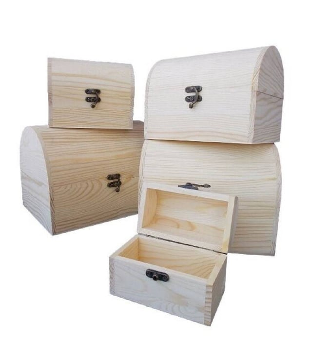 Trade Shop - Set 5 Scatole In Legno Bauletto Decoupage Portagioie Matrioska Scatola Cofanetto -