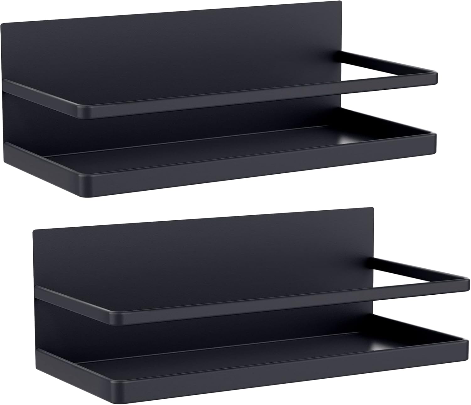 Zestaw 2 magnetycznych półek na przyprawy do lodówki, do przechowywania w kuchni, bez dziurkowania, oszczędzające miejsce (czarne)