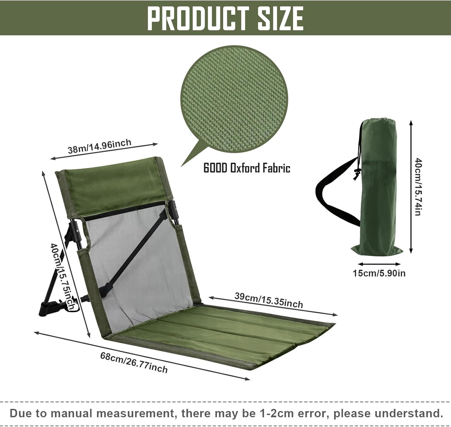 Chaise de Sol, avec Support Dorsal, Tapis de Plage Pliable, Coussin d'assise d'extérieur pour Trekking, Accessoires de Camping - 5