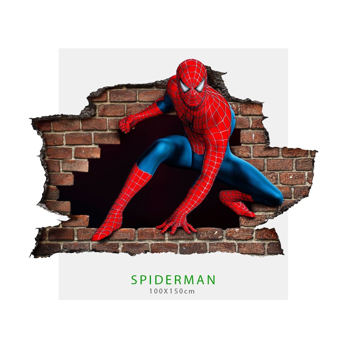 Spiderman - vinilo decorativo gráfico 3d para pared - adhesivo de pared para dormitorio infantil mide 145x100 cm.