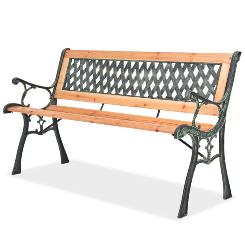 Ławka ogrodowa vidaXL nostalgiczny styl drewno i kuty metal design dekoracyjny