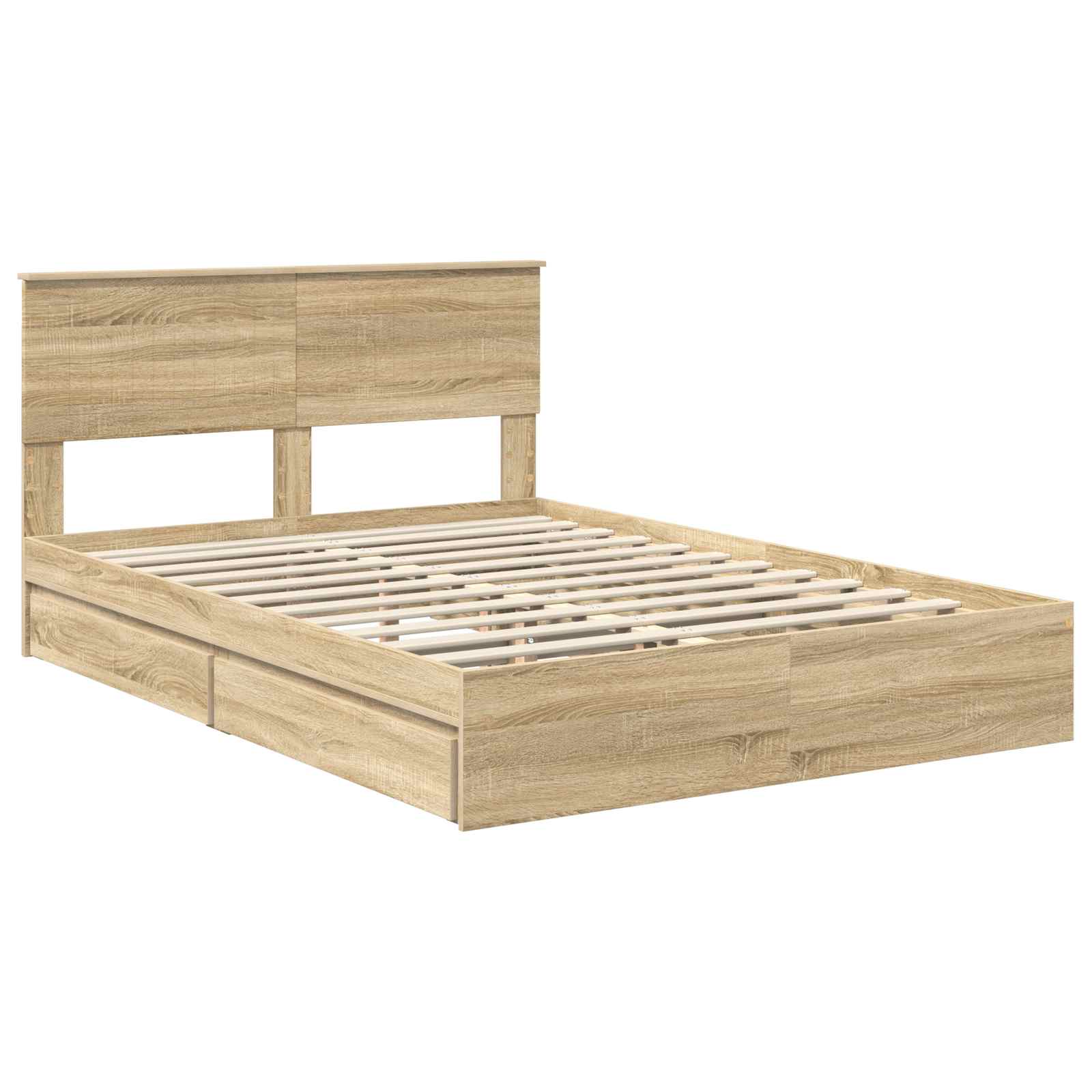 Lit de rangement chêne 140 x 200 cm panneau de bois - 4
