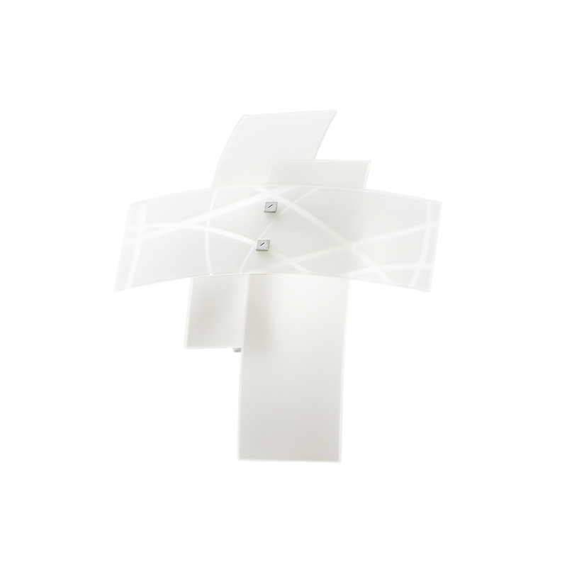Frida - 2-punktowa lampa ścienna E14 ze szkła satynowego białego - chromowana rama, nowoczesny wzór krzyża, IP20, maks. 2 x 42 W, bez żarówek