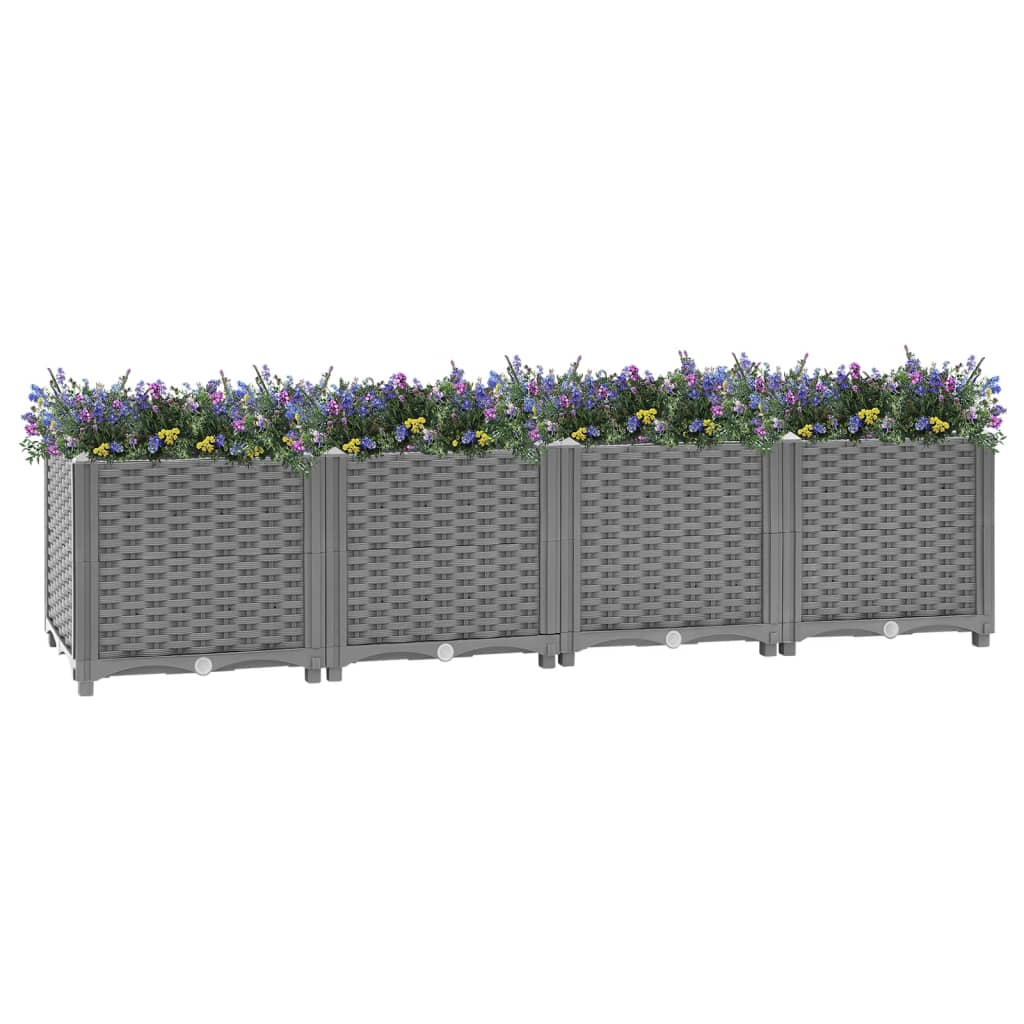 Macetero De Exterior Grande - Jardinera De Polipropileno Para Plantas, Flores O Huerto (160x40x38 Cm, Color Gris)