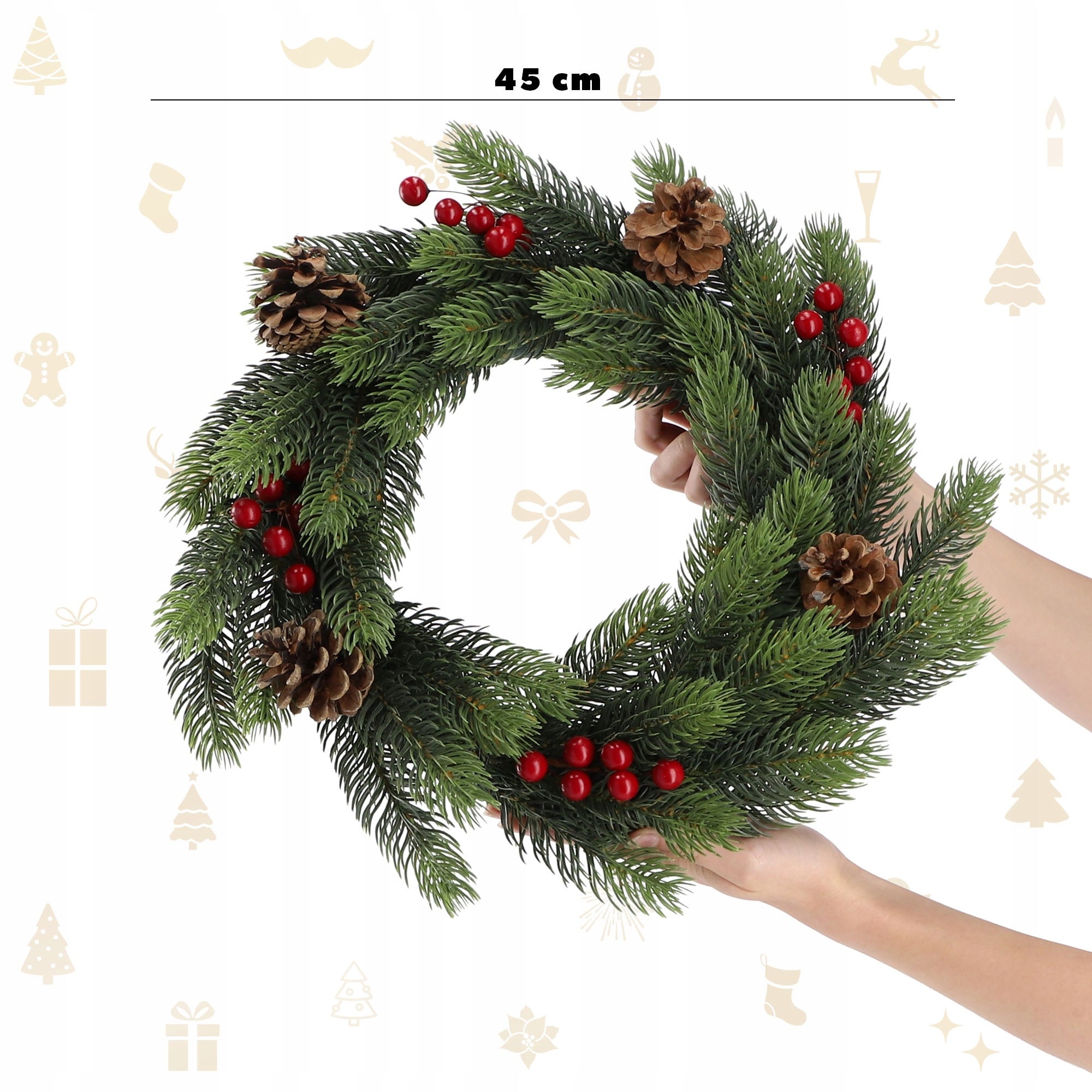 Couronne de Noël mexicaine faite main avec accessoires
