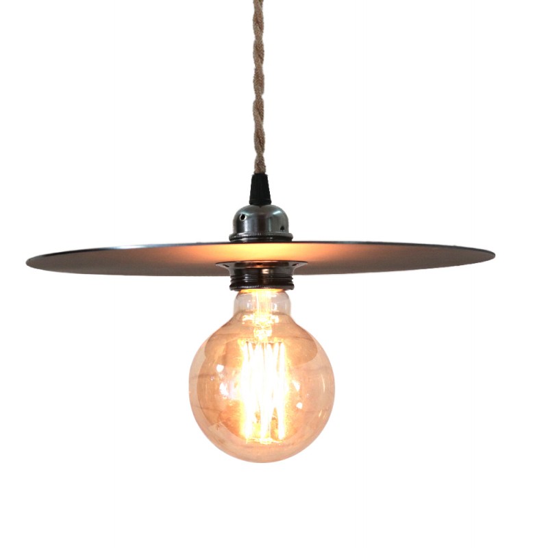 DISQUE. Suspension acier vieilli câble torsadé jute D.30cm Leroy Merlin