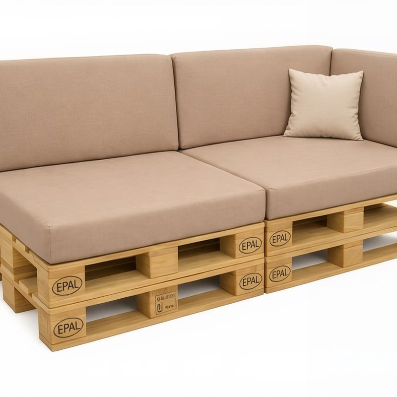 Zestaw 6 poduszek na palety ogrodowe 120×80×10 cm – siedzisko i oparcie 120×40×10 cm, grube i wytrzymałe, beżowe
