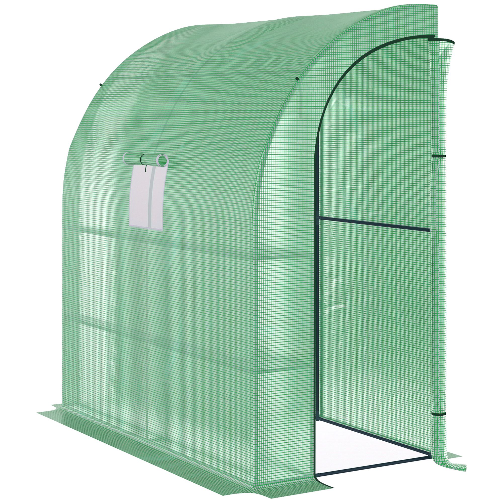 Serre Outsunny en aluminium avec fenêtres en filet, portes enroulables, protection UV, verte, 200 x 100 x 215 cm - 2