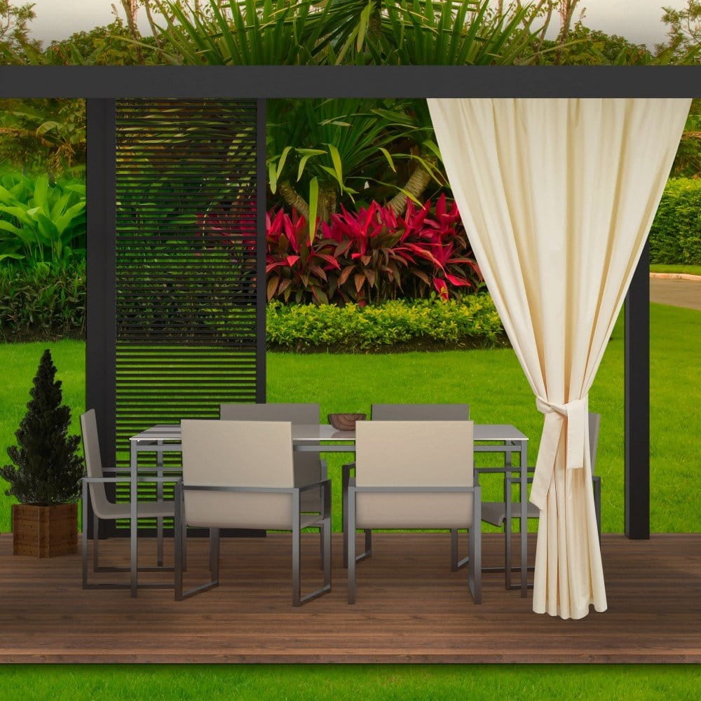 Cortinas de exterior 155x200cm, cortinas de exterior beige, cortina de pérgola impermeable, cortina de exterior para terraza, cortina para balcón