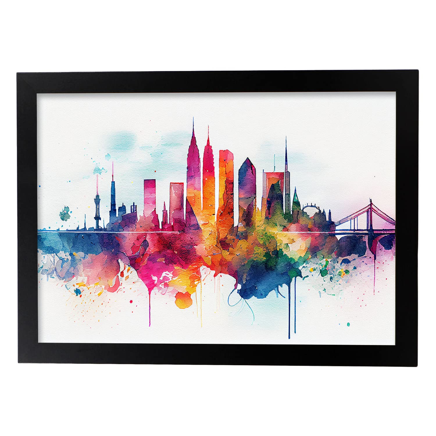 Nacnic poster de frankfurt en estilo acuarela ilustraciones a todo color de ciudades y monumentos del mundo diseño moderno y a3 con marco negro