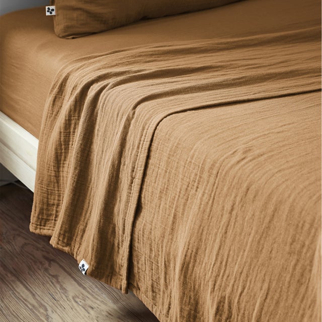OUREA - Drap Plat 240x300cm Gaze de Coton Camel