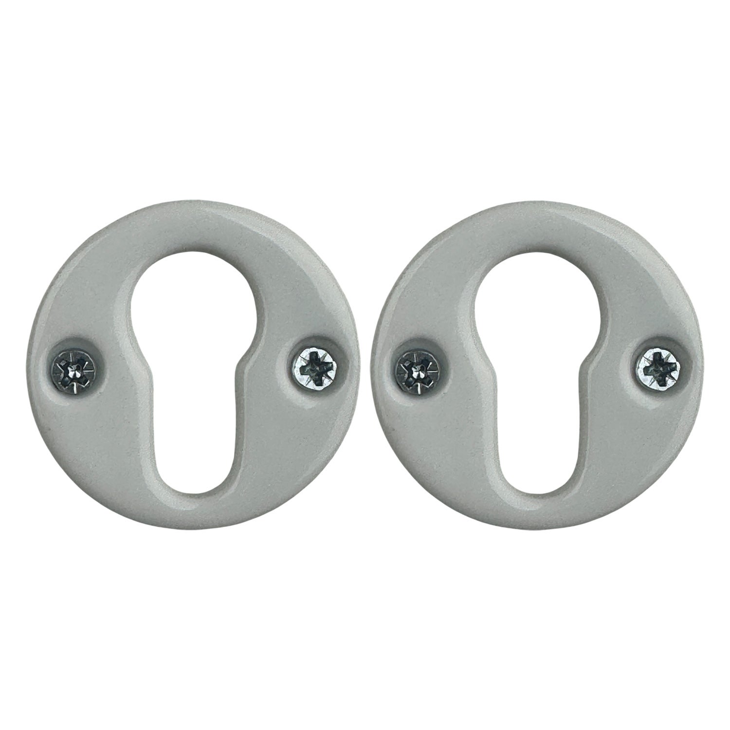 2 rosaces de poignée de porte rondes JANELLE trou de cylindre, Porcelaine blanc - 2