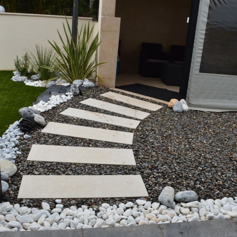 Pas japonais en pierre naturelle Chamalières beige - Sablée Brossée - 3 cm - 140 x 60 cm - 3