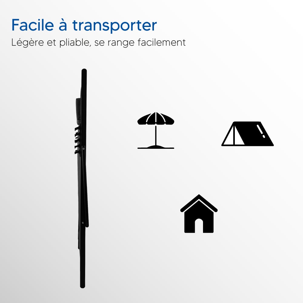 Chaise chilienne pliante 94x61 cm textilène anthracite avec coussin – 5 positions - 3