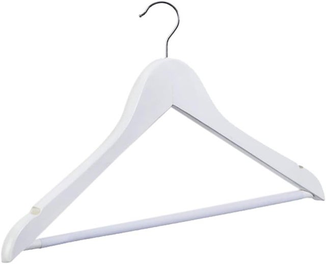 Pack 20 Perchas de Madera Antideslizantes | Color Blanco| Diseño Fino y Elegante | Madera Maciza | Percha Ideal para Trajes