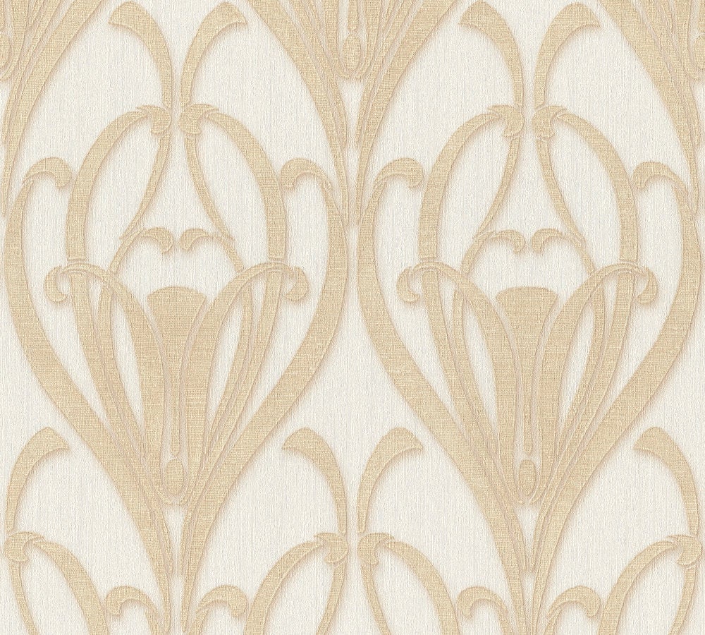 Papel pintado barroco beige con estampado dorado papel pintado con dibujos regulares elegantes papel pintado moderno