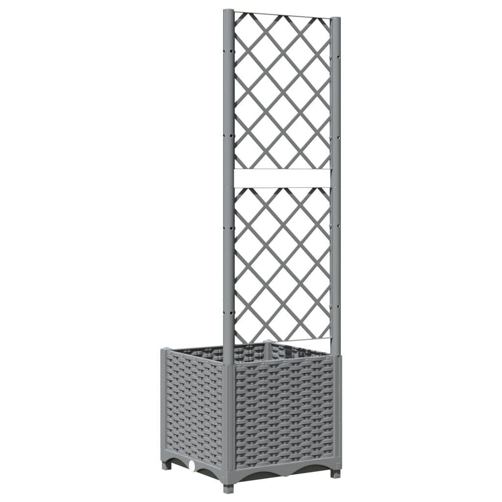 Maison Exclusive - Vaso/floreira jardim c/ treliça 40x40x136 cm PP cinzento-claro - 6
