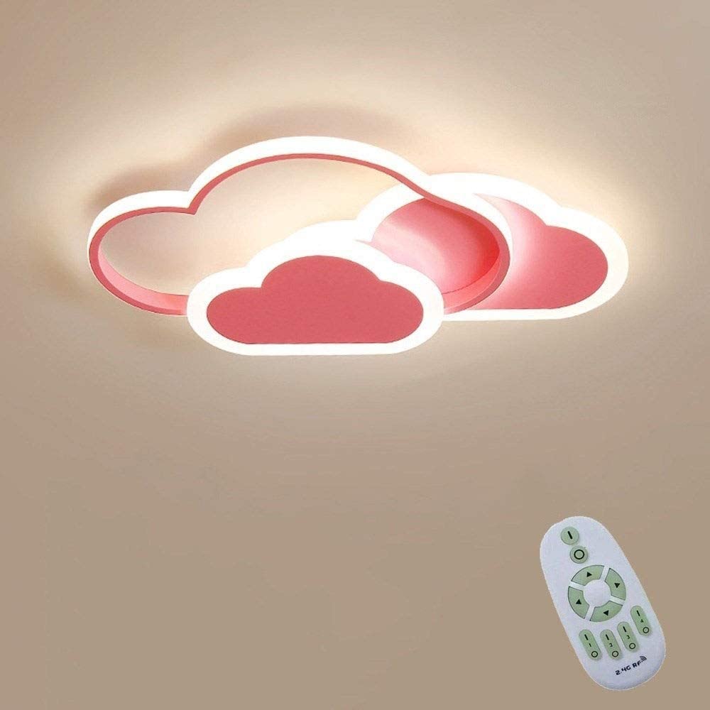 BININBOX Lampe pour Enfants Plafonnier LED Étoiles Lune Plafonnier Suspendu Moderne Filles Garçons Chambre Lampe Chambre de Bébé Chambre d'enfants Salon Plafonniers (Rose 60cm, Lumière Tricolore