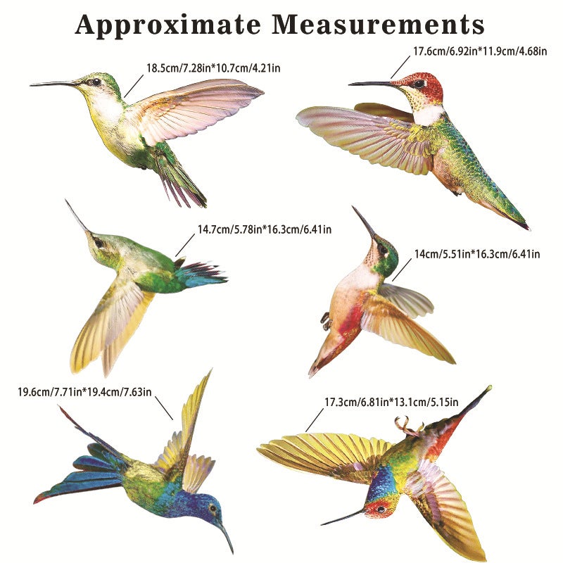 Lot de 12 autocollants anti-collision pour fenêtre, motif colibri, motif oiseau, décoration pour verre - 2