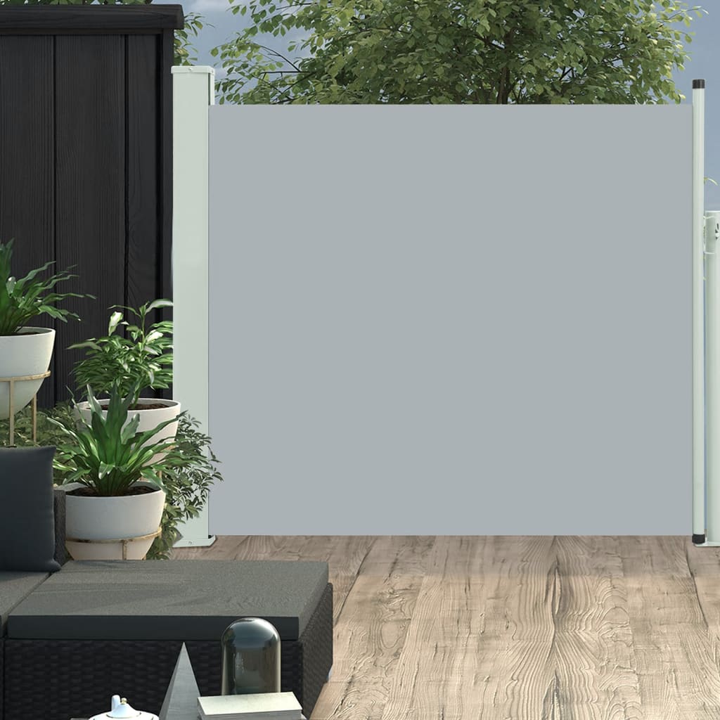 Toldo lateral | toldo parasol retráctil de jardín gris 100x300 cm cfw37514