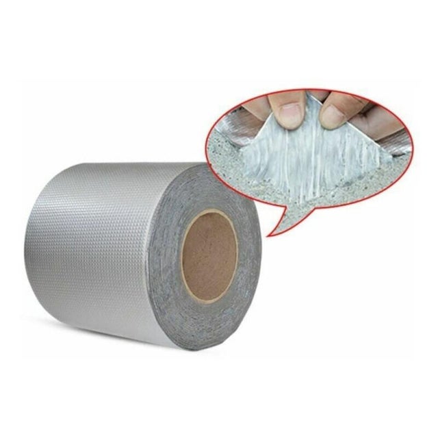 Ruban d'étanchéité pour toiture (1 m x 50 mm x 1 mm), bande de solin extrêmement adhésive à froid avec revêtement en aluminium.