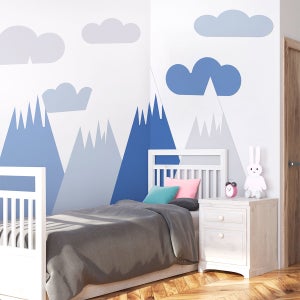 Stickers Muraux Ours Et Nuages - Autocollant Amovible Pour Chambre Bébé, Motifs étoiles Et Lune, PVC Non Toxique 45x30 Cm