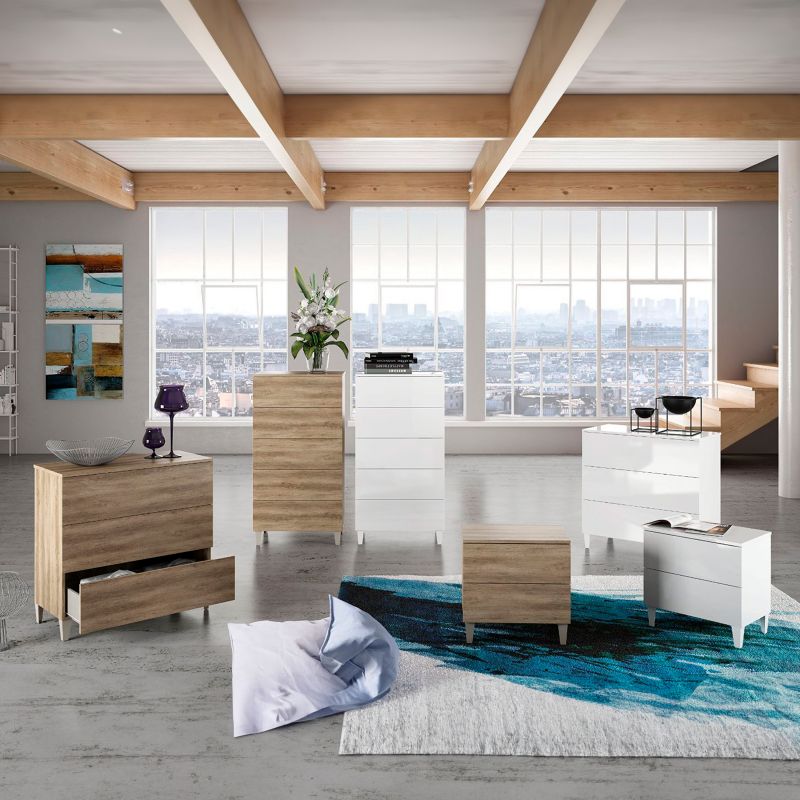 Commode AMIR 3 tiroirs L80 x H80cm - Blanc - 9