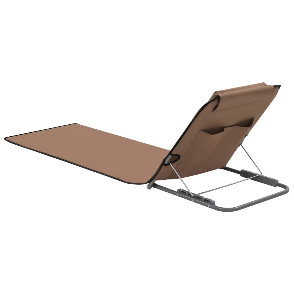 Tapis de plage pliants 2 unités en acier et tissu marron – ComfortXL - 4