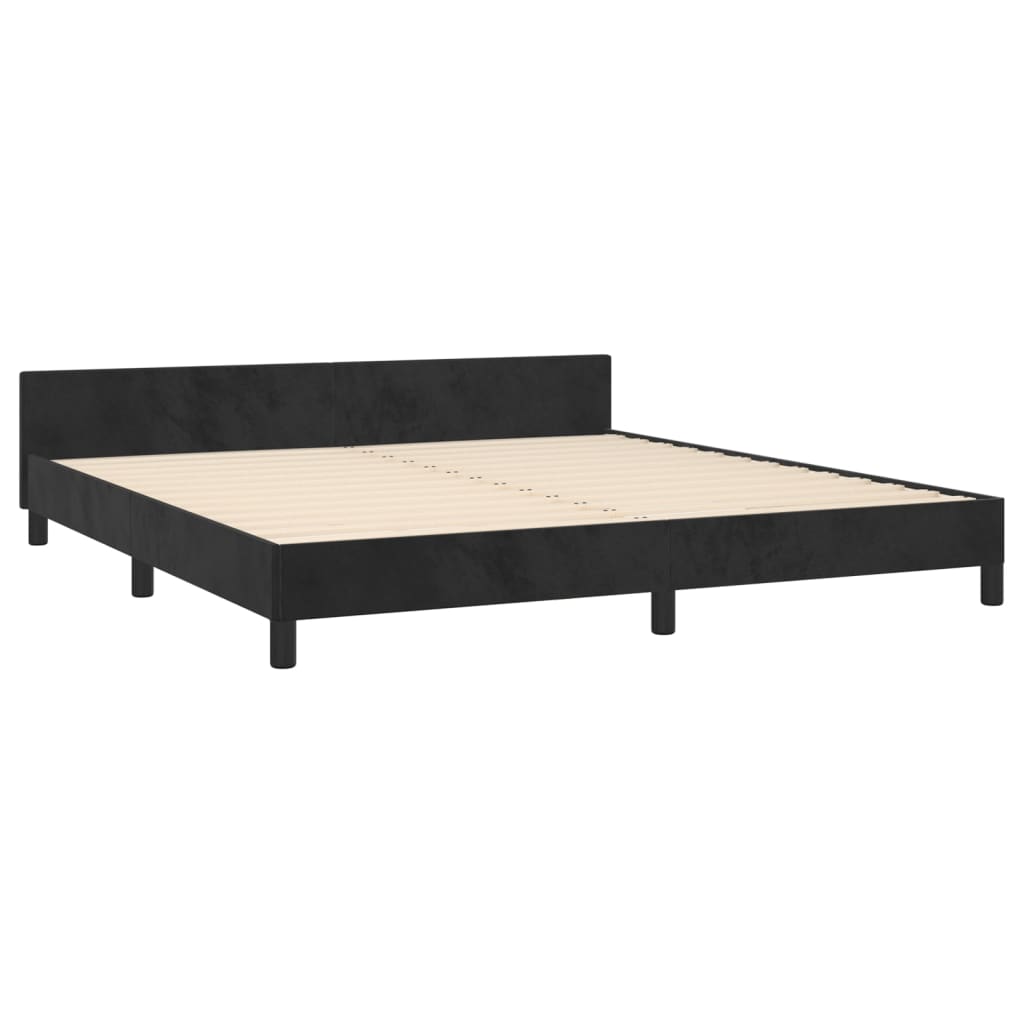 Cadre de lit sans matelas noir velours - 5