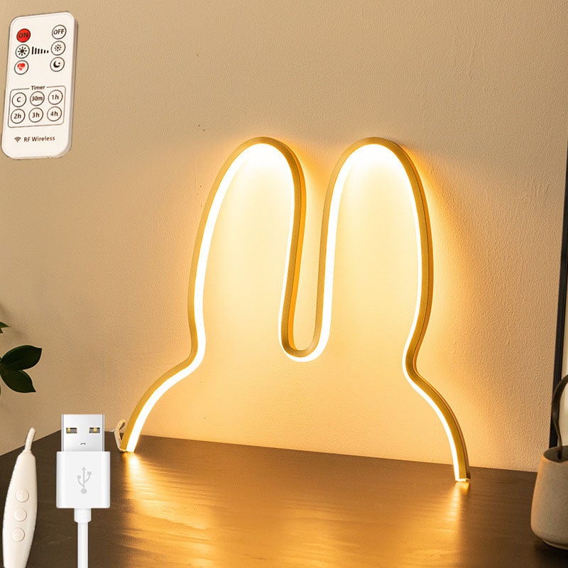 Lampa neonowa LED w kształcie królika Miffy brązowego misia zasilana przez USB trzy temperatury barwowe do pokoju na imprezę Boże Narodzenie x złota