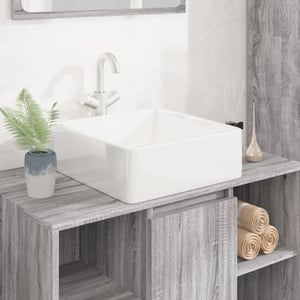 Lavello In Ceramica Bianco Ovale - 40x33 Cm, Per Bagno O Lavanderia, Design Elegante