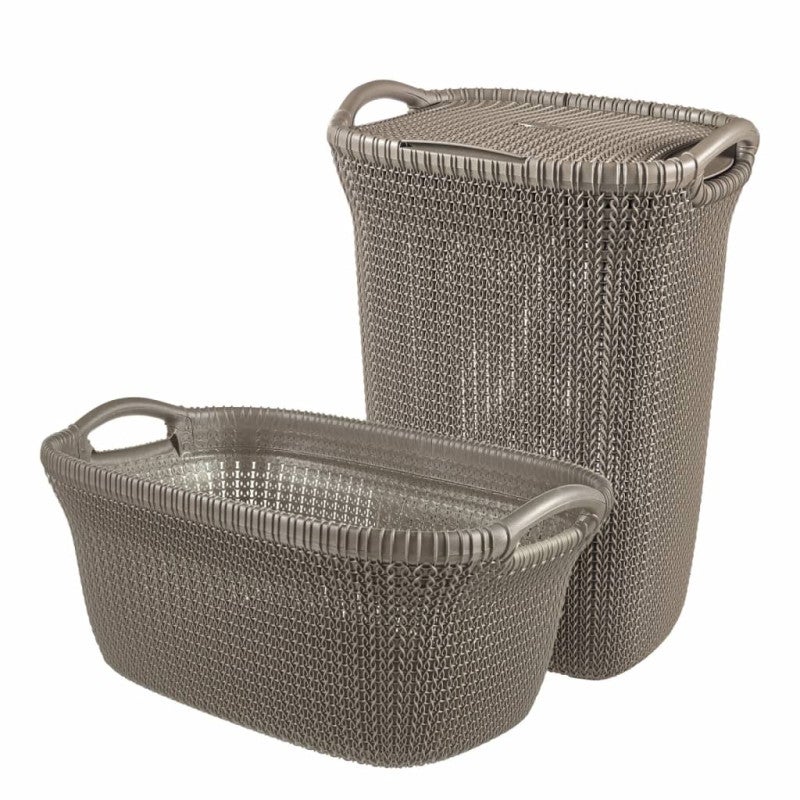Curver Panier à linge Knit 40 L Marron métallique - 4