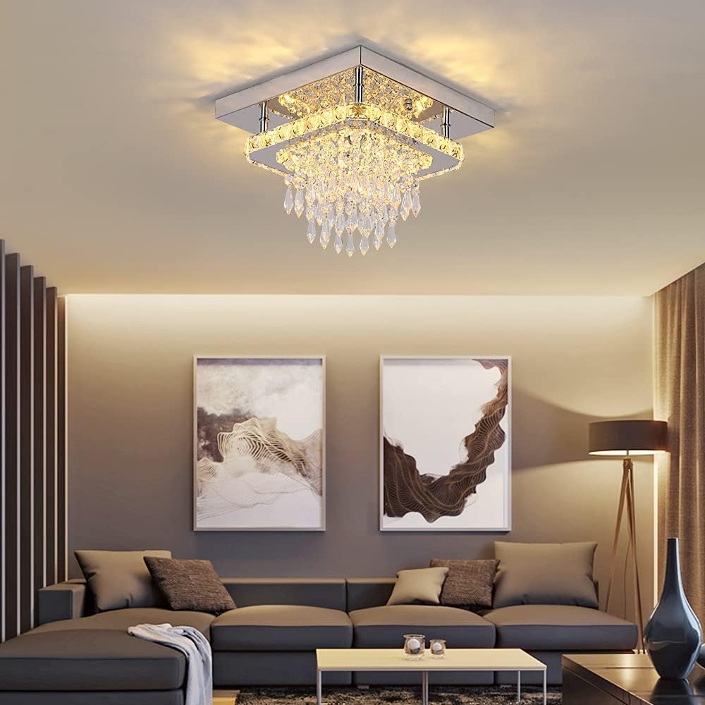 Lustre Cristal Vintage 6 Lumières – Suspension Réglable Argenté – Pour Salon, Salle à Manger, Chambre – Ampoules E14