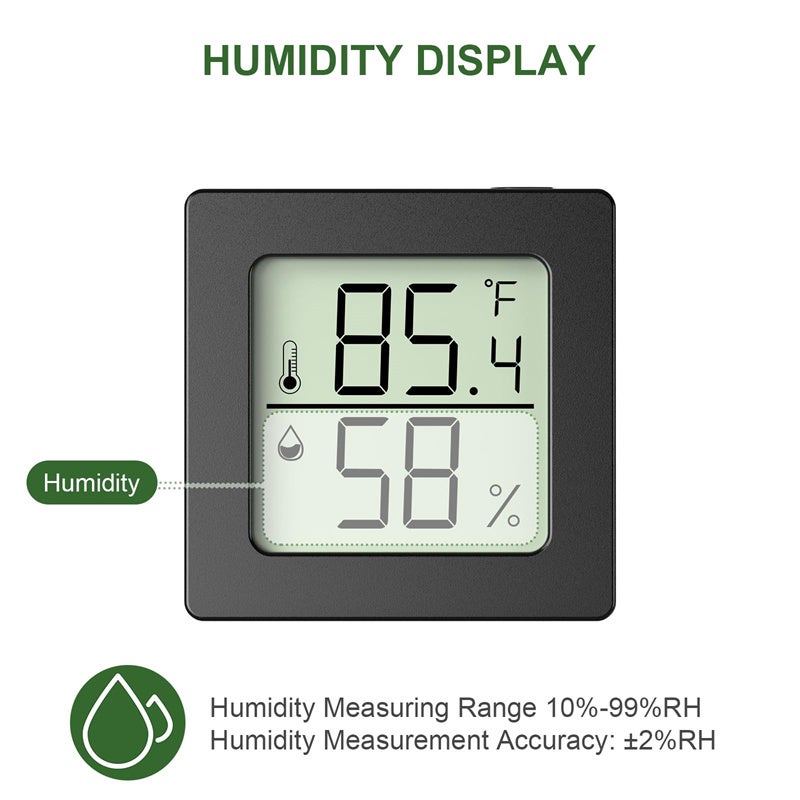 Thermomètre d'intérieur, hygromètre numérique, hygromètre, thermomètre pour la maison, moniteur de température et d'humidité pour serre, cave, noir - 9